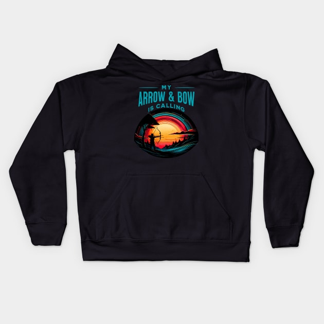 My Arrow and Bow is Calling Archery Design Kids Hoodie by Miami Neon Designs